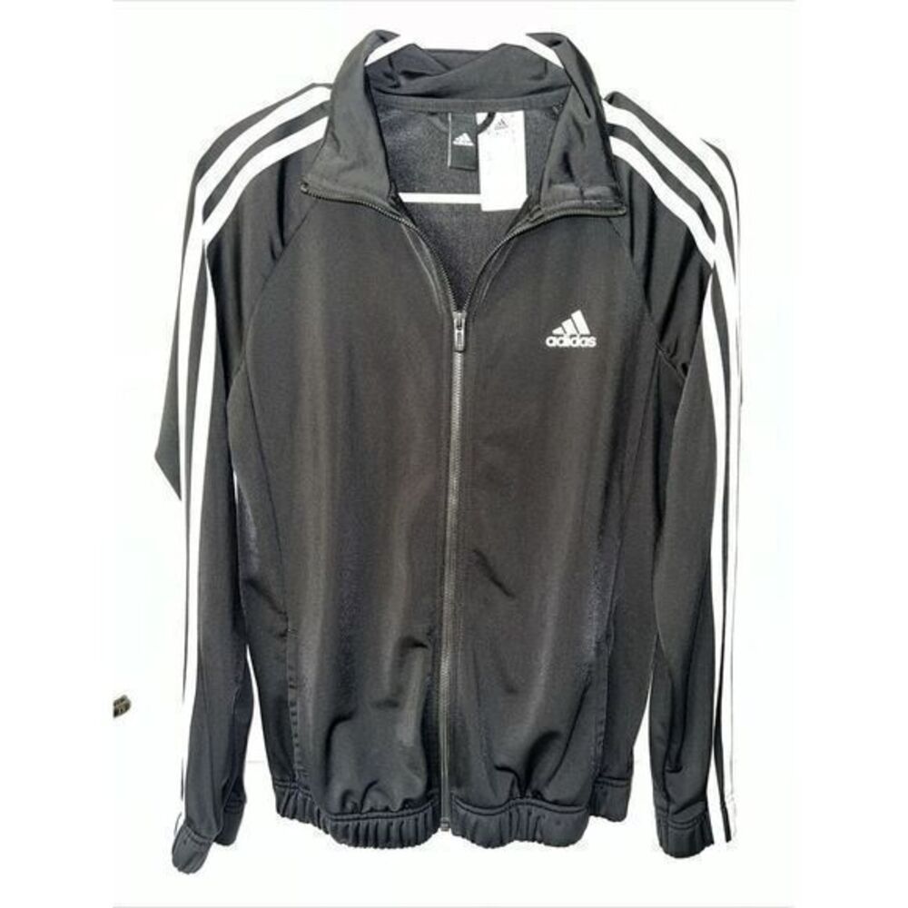 Adidas Warm Up Track Jacket Womens Small Full Zip Black Activewear 3 Stripes